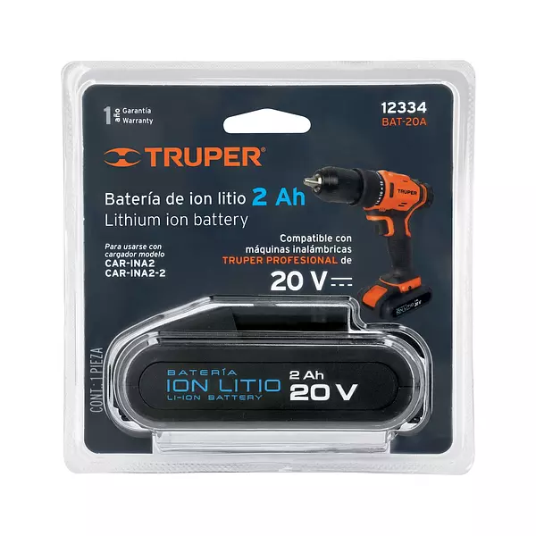 Batería Ion Litio, 20v, 2 Ah, Truper Pro