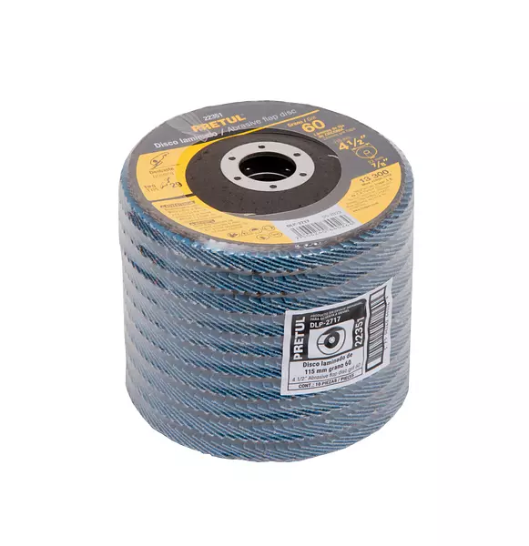 Disco Laminado 4-1/2", Grano 60 Centro 7/8", Fibra, Pretul