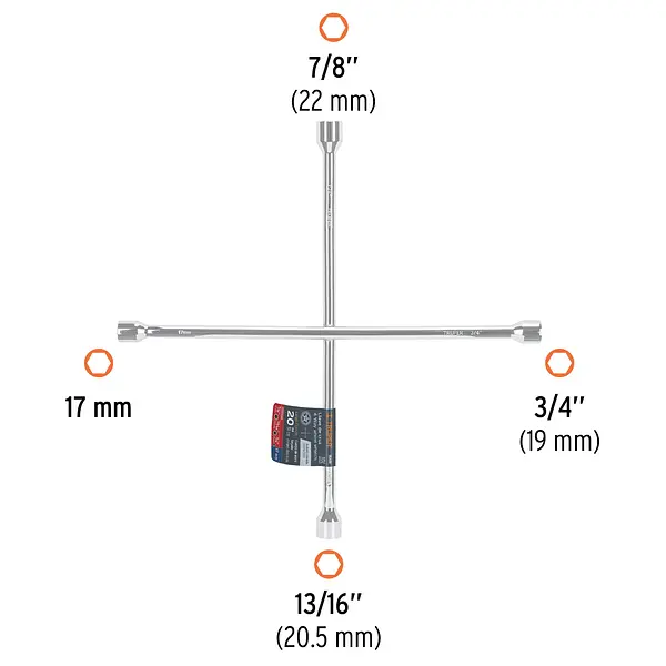Llave De Cruz 20" Pulida Y Cromada, Truper